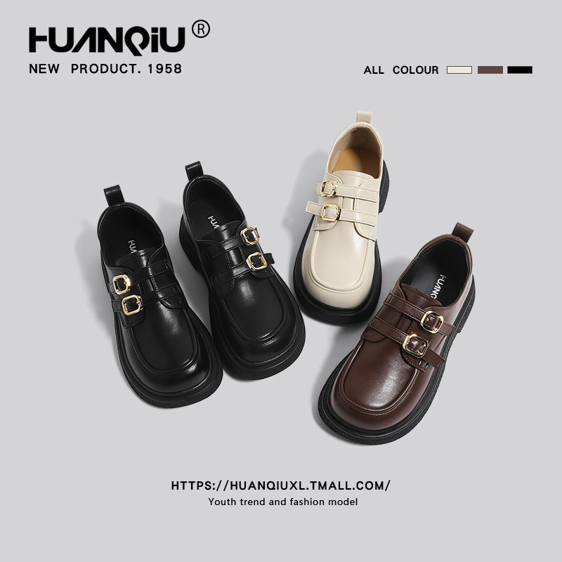 环球小皮鞋女款英伦风单鞋2026春季新款乐福鞋女百搭松糕厚底鞋子