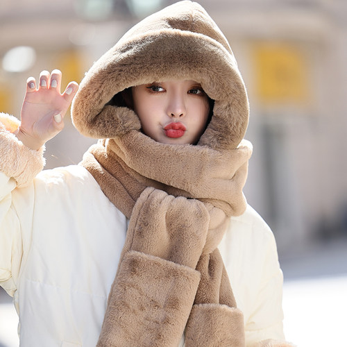 围巾帽子手套三件套户外日韩冬季