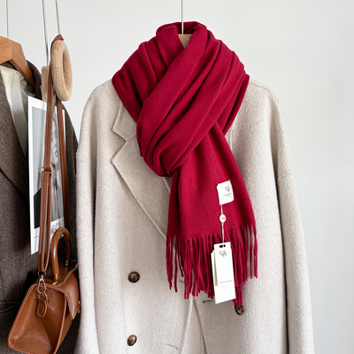 纯色围巾女秋冬季长款仿羊绒加厚
