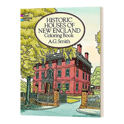英文原版绘本 Historic Houses of New England Coloring Book 新英格兰历史房屋涂色书 英文版 进口英语原版书籍儿童全英语书