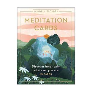 英文原版 正念放松冥想卡片 進口英語原版 書籍 Cards 英文版 Meditation Escapes Mindful 55張卡片