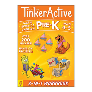 早期技能 TinkerActive Pre 英文版 书籍 英文原版 上学前 bind Workbooks 数学 英语 进口英语原版 科学3合1练习册