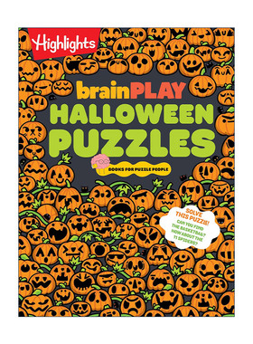 英文原版 brainPLAY Halloween Puzzles 万圣节谜题 Highlights亮点儿童解谜益智游戏活动书 迷宫 英文版 进口英语原版书籍