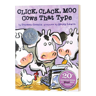 精装 会打字 英文版 20周年纪念版 Click 奶牛 That Moo 绘本 Clack Cows Type 进口英语书籍儿童全英语书 英文原版