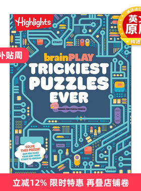 英文原版 brainPLAY Trickiest Puzzles Ever 棘手的谜题 Highlights亮点儿童解谜益智游戏活动书 迷宫 英文版 进口英语原版书籍