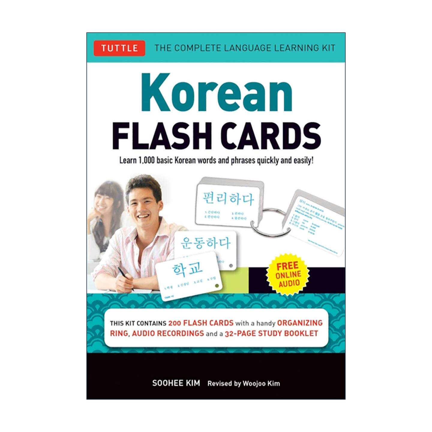 原版 Korean Flash Cards Kit 韩语识字闪卡套装 快速轻松学习1000个基本韩语单词和短语 含在线音频 Tuttle 进口原版书籍
