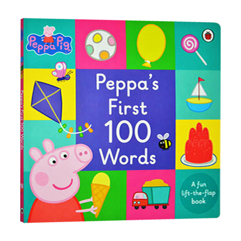 小猪佩奇100个入门单词 英文原版绘本 Peppa Pig Peppa's First 100 Words 粉红猪小妹 纸板翻翻书 儿童英语启蒙学习书籍 英文版