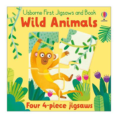 英文原版 Usborne First Jigsaws Wild Animals 尤斯伯恩拼图和绘本套装 野生动物 英文版 进口英语原版书籍