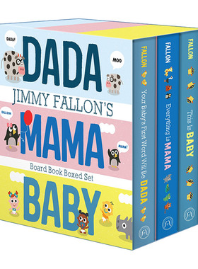 英文原版 Jimmy Fallon's DADA  MAMA  and BABY Board Book Boxed Set Jimmy Fallon 3册盒装纸板书 先叫爸爸 一切都是妈妈 这就