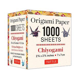 英文原版 Origami Paper Chiyogami 1000 sheets 2 3/4 in 7 cm千代纸双面折纸1000张 折纸鹤 Tuttle Publishing 进口英语原版书籍