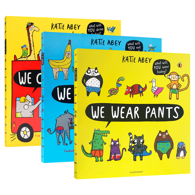 开心动物团3册 英文原版 We Wear Pants Eat Bananas Catch the Bus 儿童英语启蒙图画故事书 生活习惯培养绘本 英文版进口书籍