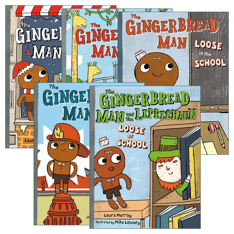 英文原版 The Gingerbread Man Is Loose 姜饼人冒险记系列5册 儿童精装绘本 Mike Lowery 英文版 进口英语原版书籍