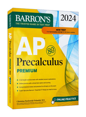 英文原版 AP Precalculus Premium 2024 巴朗AP 初级微积分高级课程 2024版 3个练习测试+综合复习+在线练习 英文版 进口英语书籍