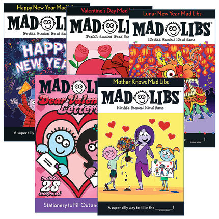英文原版 Mad Libs-节日主题系列 5册 疯狂填词游戏 农历新年故事/母亲节主题/情人节/新年快乐/情人节的信 英文版 进口原版书籍