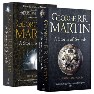 英文原版小说 A Storm of Swords  Part 1-2 冰与火之歌3 冰雨的风暴 上下部两册 铁与雪 血与金 英文版 进口英语原版书籍