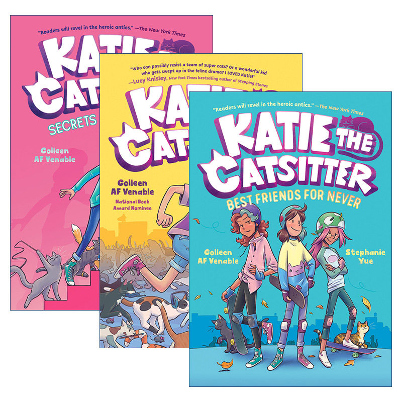 英文原版 Katie the Catsitter 爱猫的凯蒂系列3册 全彩漫画绘本图画书 幽默爆笑 适合女孩 小学生英文课外阅读 英文版 进口书籍