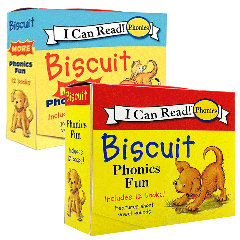 小饼干狗自然拼读盒装儿童绘本读物共24本 适合4-8岁 Biscuit Phonics Fun 英文原版绘本 My First I Can Read 汪培珽推荐进口书籍