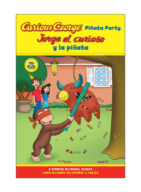 英文原版 Jorge el curioso y la pinata Curious George Pinata Party 皮纳塔派对 分级读物Level 1 西班牙语-英语 双语版