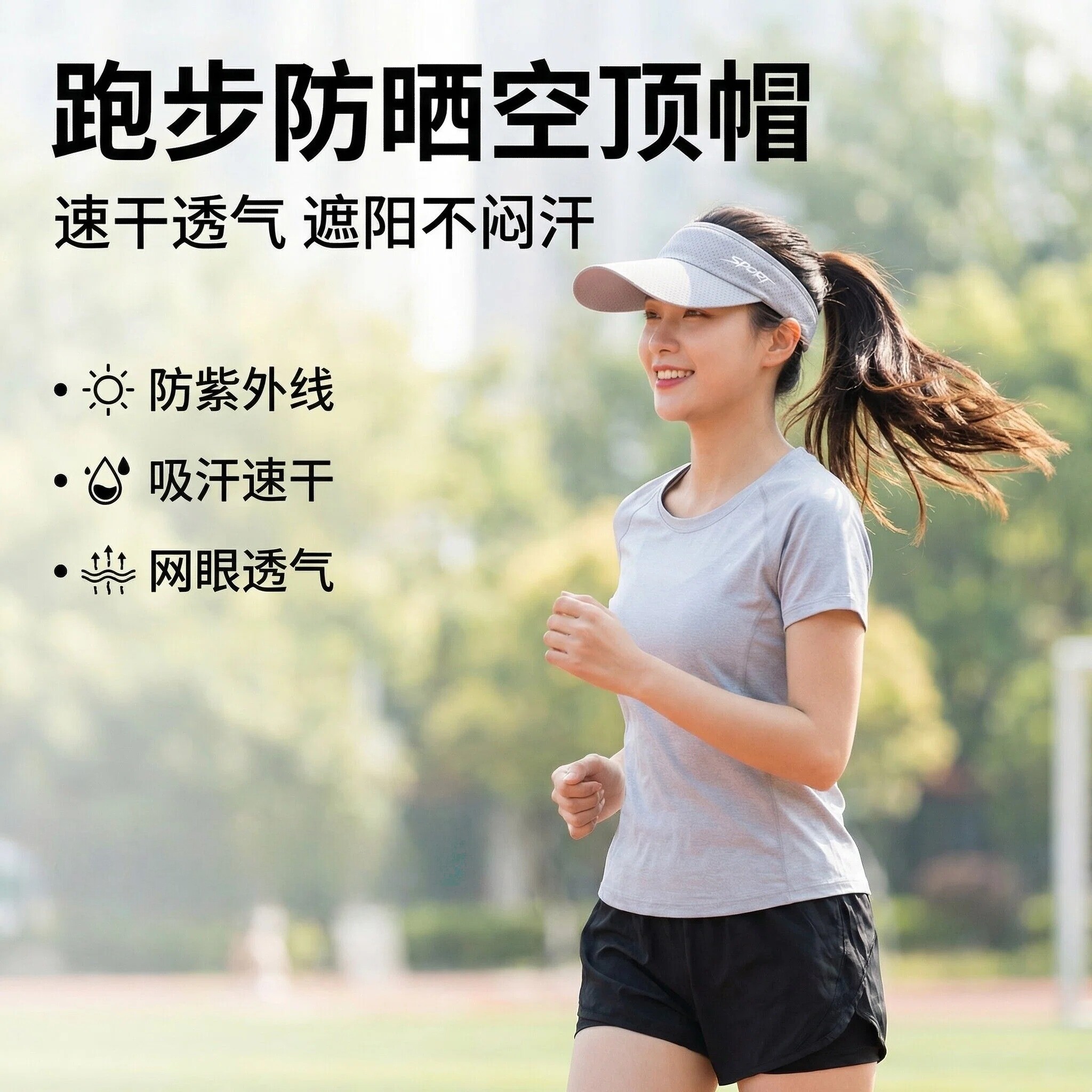 夏季女士马拉松跑步专用帽子男款专业速干空顶帽户外晨跑防晒装备图片
