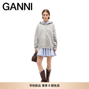 泰迪熊印花寬松落肩拉鏈連帽衛(wèi)衣T4399921 GANNI女裝 早秋新品