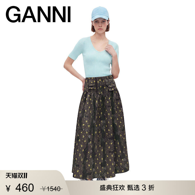 【甄选折扣】GANNI女装 清新纯色修身针织衫短袖内搭A105016707Z