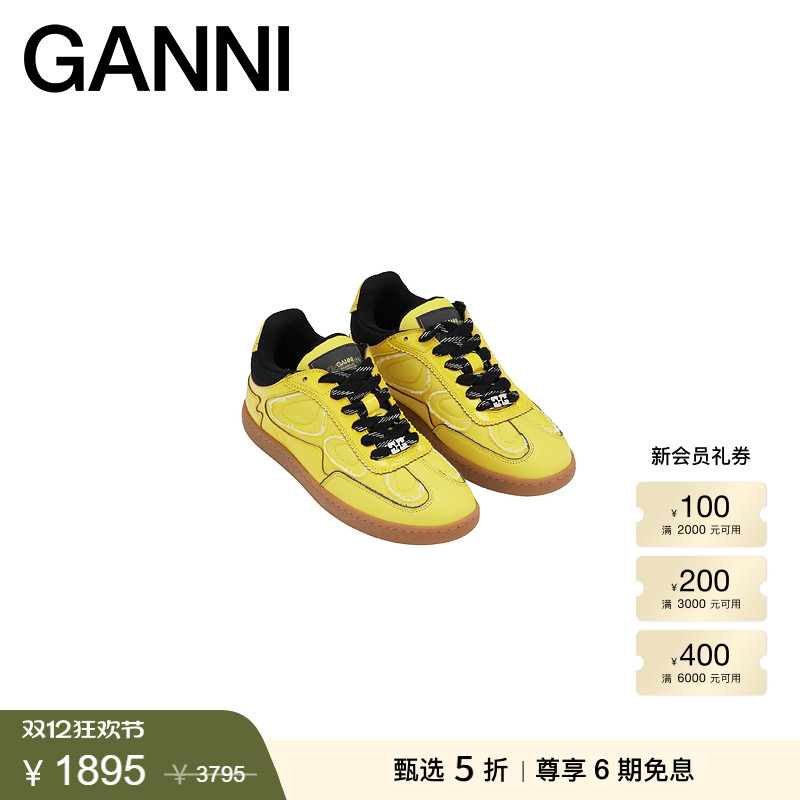【秋冬首降】GANNI女鞋 蝴蝶元素毛边亮面运动鞋板鞋 S3080358