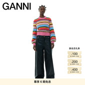 羊毛混纺针织衫 GANNI女装 条纹圆领灯笼袖 K2146999