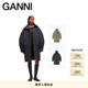 GANNI女装 派克大衣外套 纯色简约LOGO拉链连帽中长款
