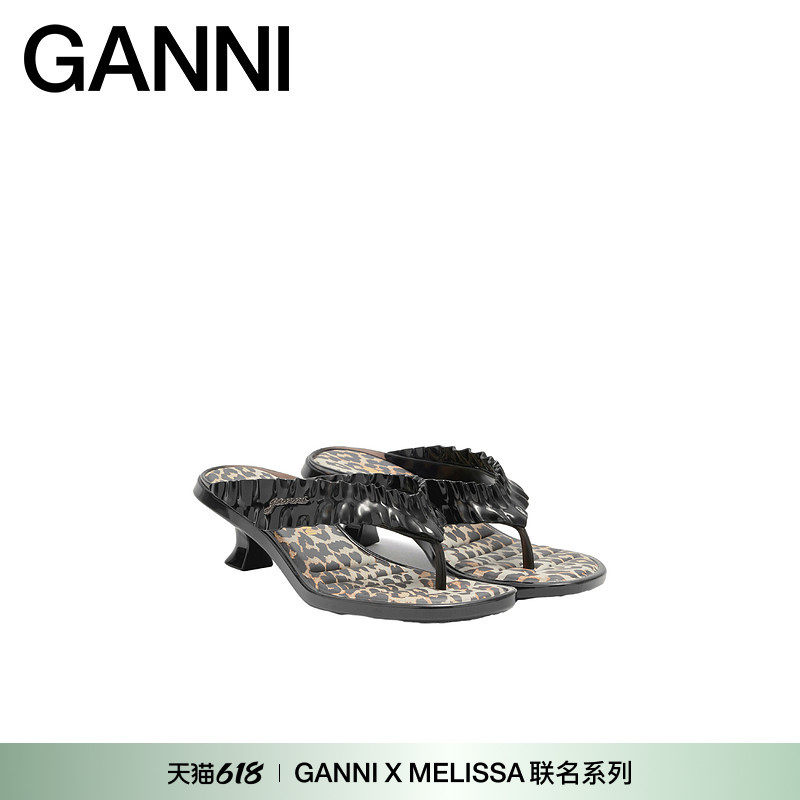 GANNI x Melissa联名 豹纹猫跟人字拖夏舒适时尚女鞋 D1030011099
