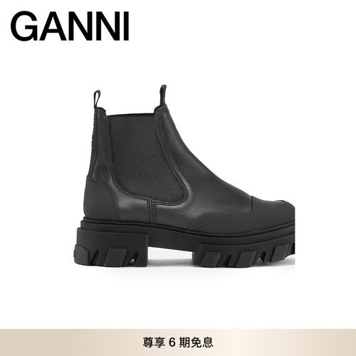 GANNI切尔西靴厚底黑色女鞋