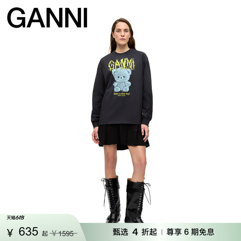 【惊喜首降】GANNI女装 可爱泰迪熊春卫衣宽松长袖上衣 T4293252