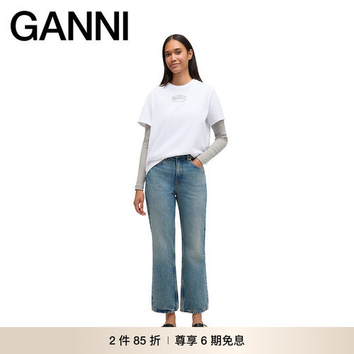 【2件85折】GANNI女装 经典简约修身九分微喇牛仔裤 A1100101567