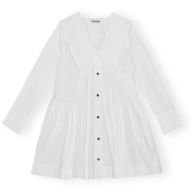 GANNI约会连衣裙娃娃领棉小白裙