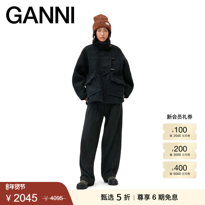 【甄选折扣】GANNI女装 羊毛柔软高领毛呢夹克外套F9156135