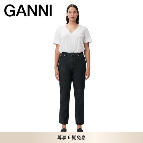 GANNI女装新款印花直筒牛仔裤