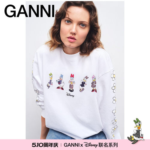 【GANNI x Disney】黛丝印花长袖花朵串标套头卫衣A1050106151