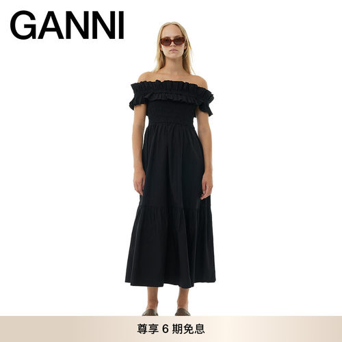 GANNI约会连衣裙棉质长裙