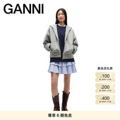 GANNI女装 灰色运动风连帽卫衣拉链上衣T4411921