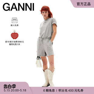 T恤衫 字母logo印花灰色圆领短袖 GANNI女装 T3677921 明星同款