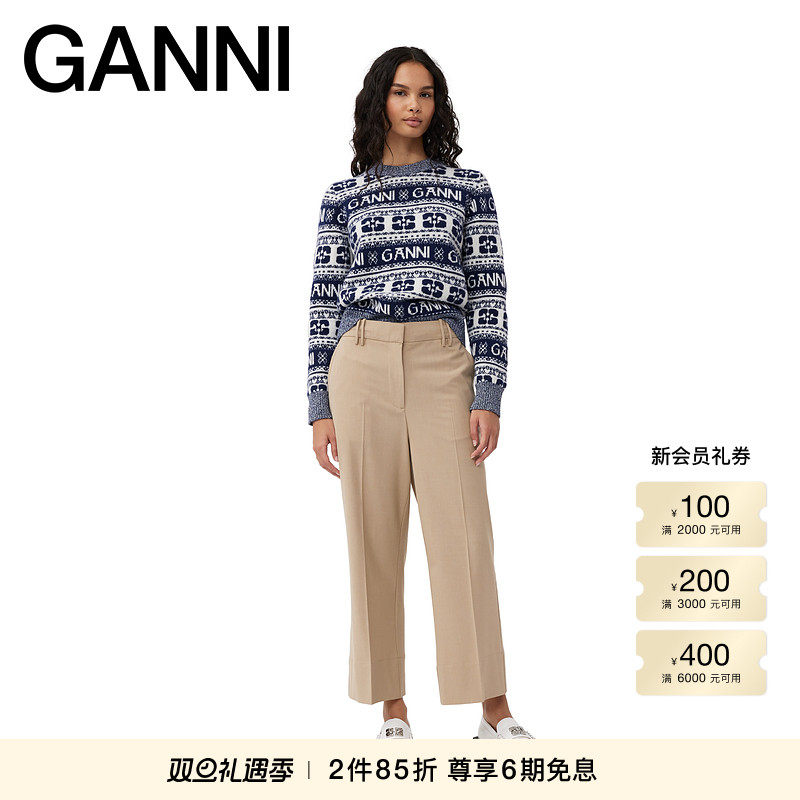 针织绵羊毛混纺套头衫GANNI