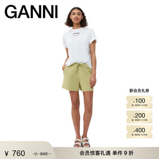 T3561151 T恤衫 GANNI女装 字母小logo印花白色棉质休闲圆领短袖