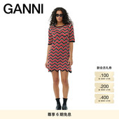连衣裙 GANNI女装 波浪条纹钩编圆领修身 K2162474