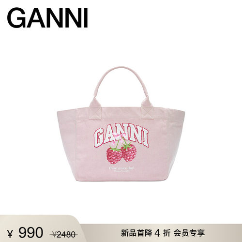 【新品首降】GANNI女包 包包可爱风粉色托特包单肩包 B2110087135