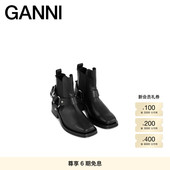 GANNI女鞋 金属搭扣低筒靴骑士靴西部靴S2340099