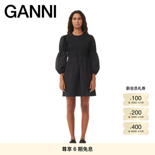 连衣裙 圆领罩衫 F8494099 黑色泡泡袖 GANNI女装