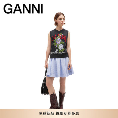 【早秋新品】GANNI女装 浪漫花卉图案针织背心马甲毛衣 K2596252