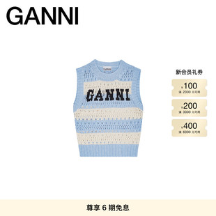 GANNI女装 浅条纹LOGO毛衣背心针织马甲K2486326