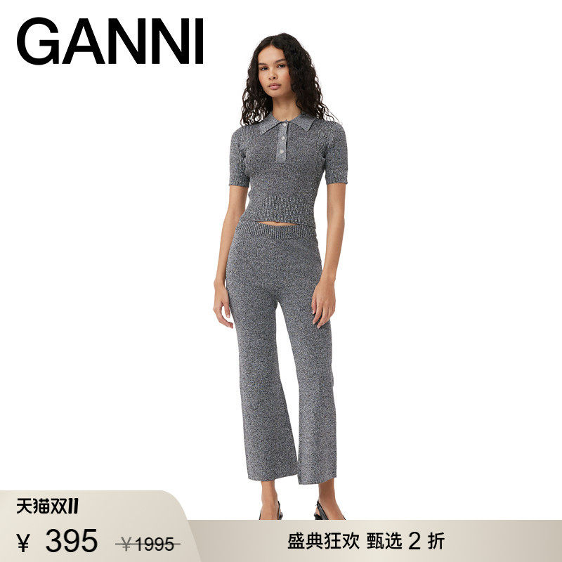 【甄选折扣】GANNI女装 优雅修身夏季时尚短袖针织上衣 K2111099