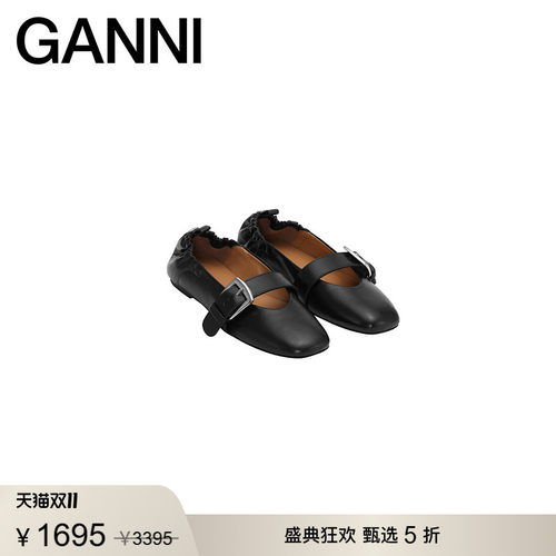 【甄选折扣】GANNI女鞋 轻便黑色潮流平底鞋休闲风单鞋 S3117099