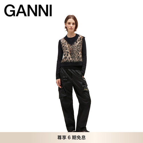 GANNI女装 秋款V领优雅马甲个性背心时尚无袖针织衫毛衣 K2663943